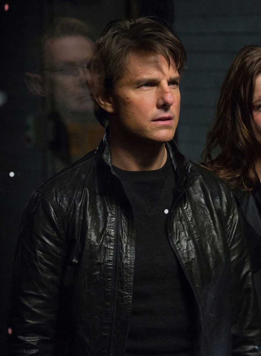 Harpoon Ethan Hunt Inspired Black Leather Jacket - Mission Impossible - Rogue Nation Style