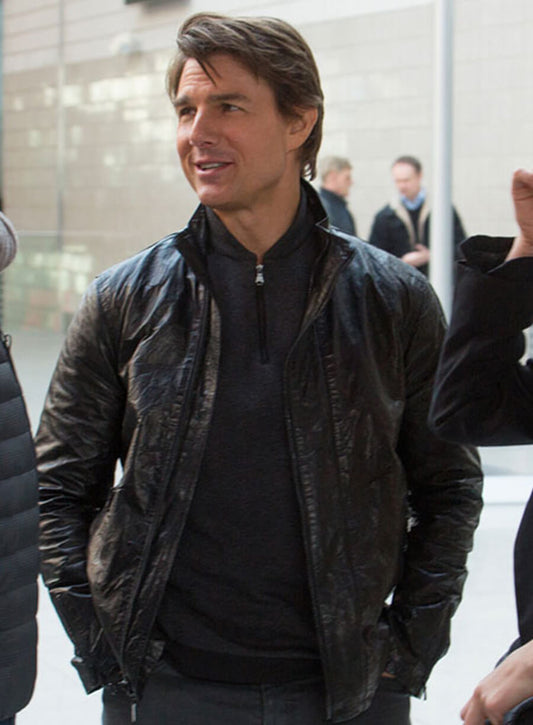 Harpoon Ethan Hunt Inspired Black Leather Jacket - Mission Impossible - Rogue Nation Style