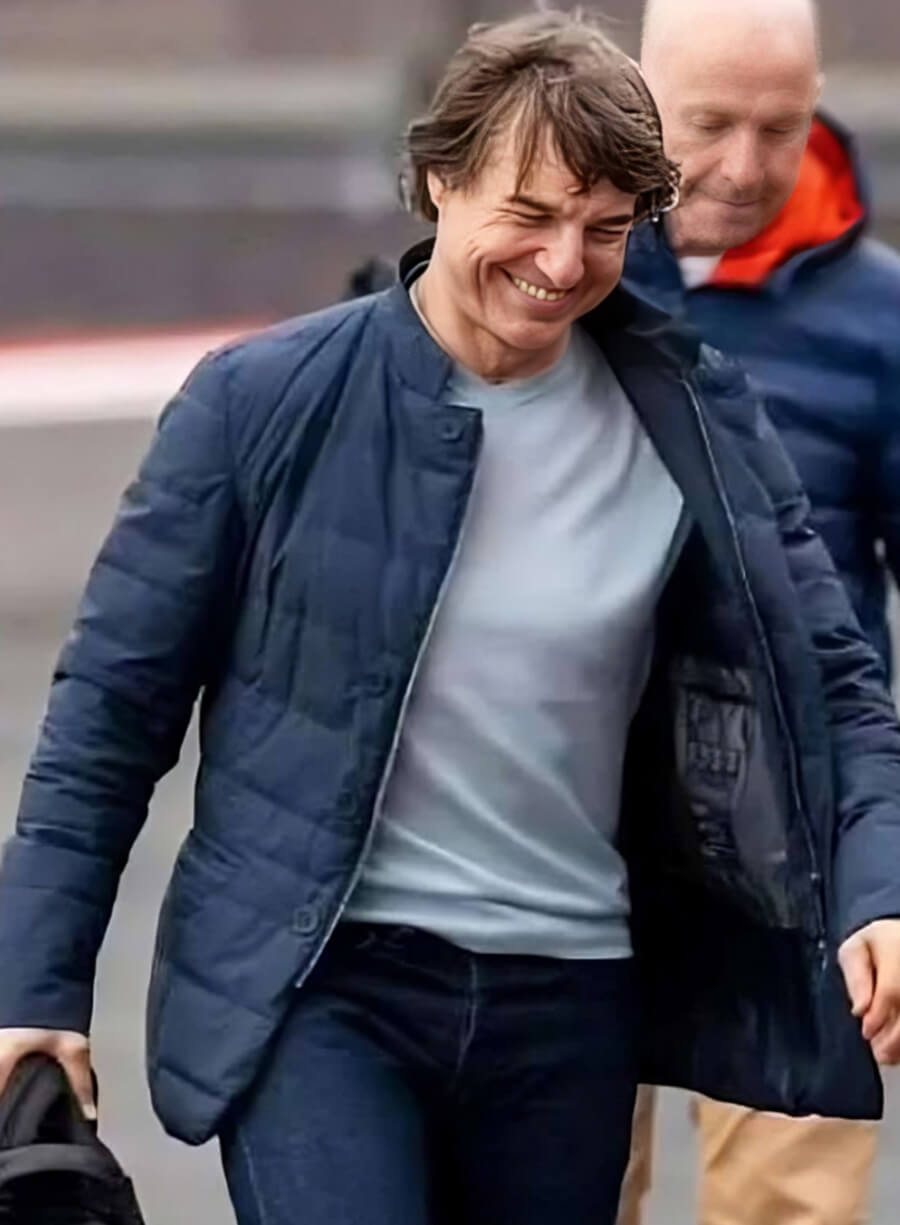 Harpoon Parachute Fabric Inspired Blue Leather Jacket - Mission Impossible The Final Reckoning Style