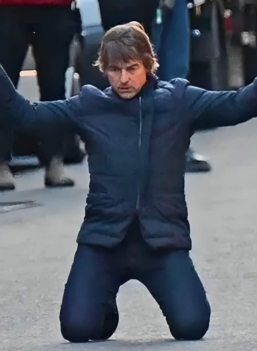 Harpoon Parachute Fabric Inspired Blue Leather Jacket - Mission Impossible The Final Reckoning Style