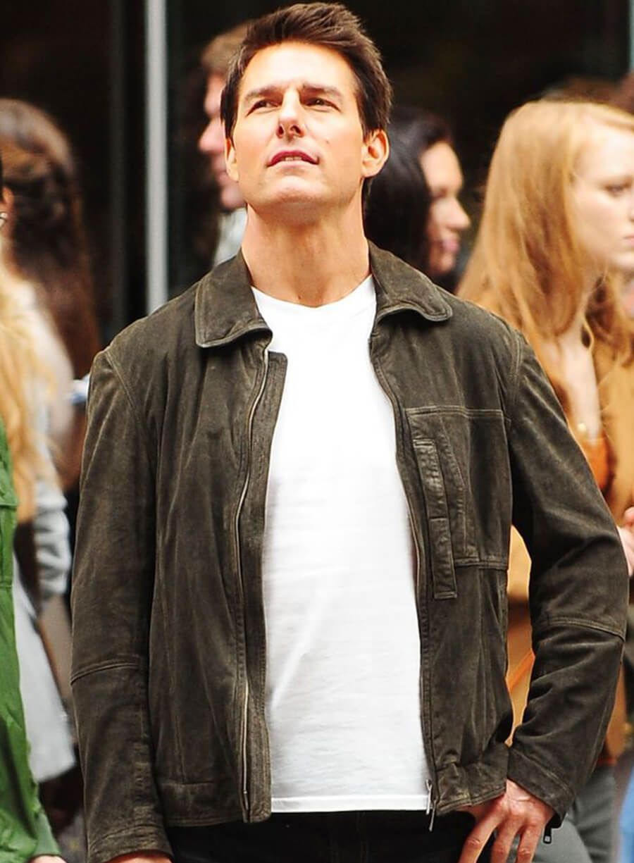 Harpoon Tom Cruise Inspired Black Suede Leather Leather Jacket - Oblivion Style