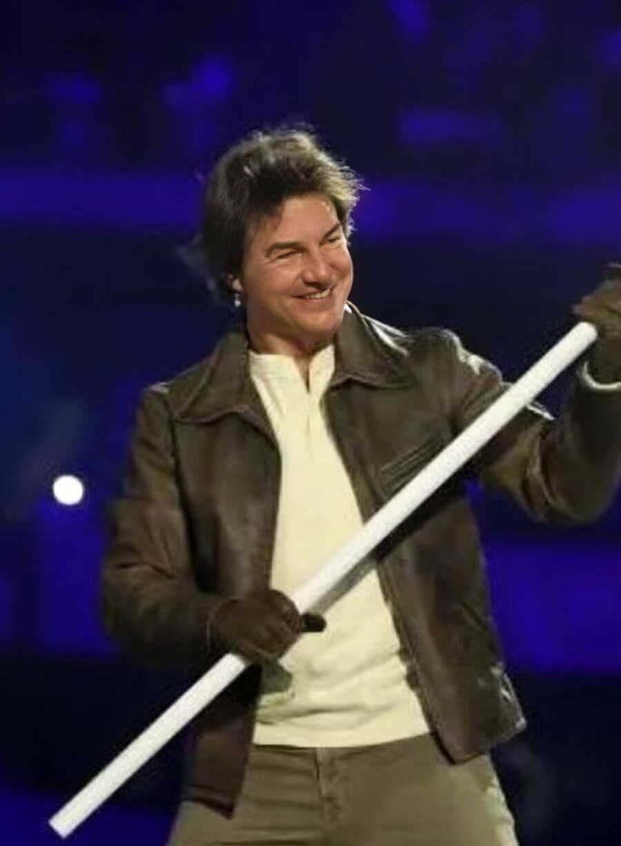 Harpoon Tom Cruise Olympic Ceremony Inspired Brown Leather Jacket