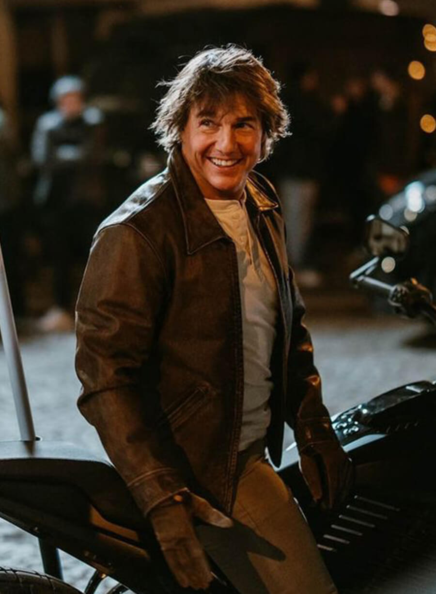 Harpoon Tom Cruise Paris Olympics Inspired Brown Real Leather Leather Jacket