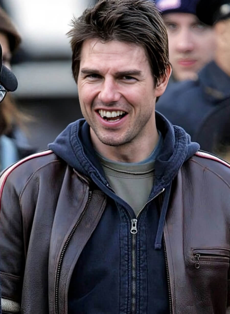 Harpoon Tom Cruise Inspired Brown Real Leather Leather Jacket - War of the Worlds Style