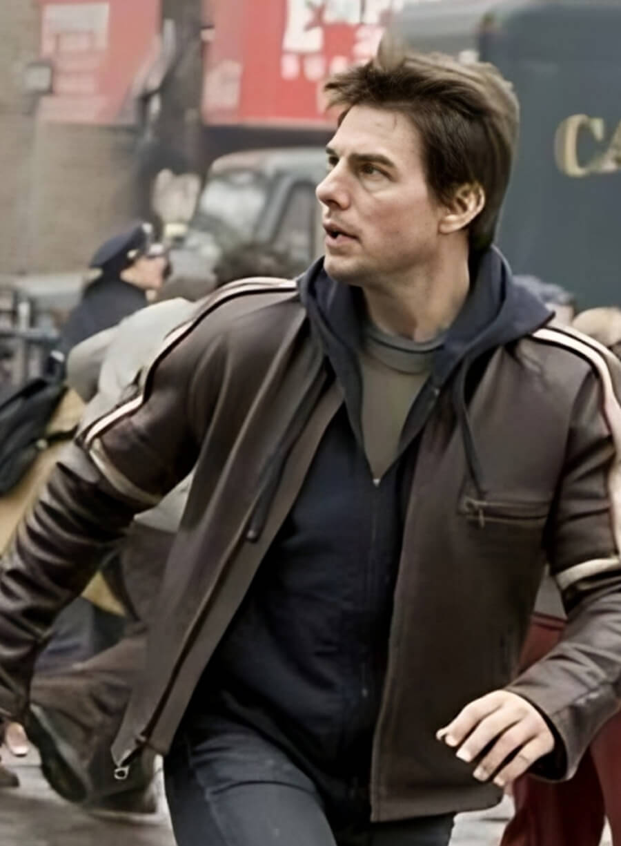 Harpoon Tom Cruise Inspired Brown Real Leather Leather Jacket - War of the Worlds Style