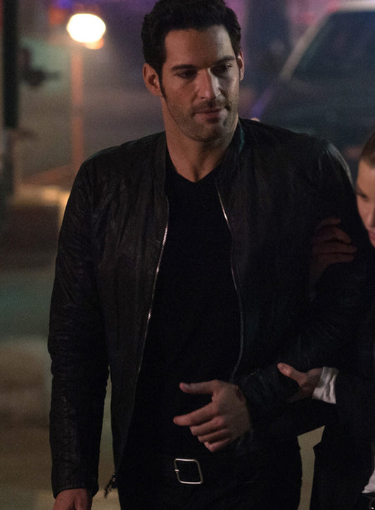 Harpoon Lucifer Morningstar Inspired Black Leather Jacket - Lucifer S01 Style