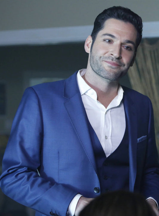 Harpoon Lucifer Morningstar Inspired Blue Leather Jacket - Lucifer S02 Style