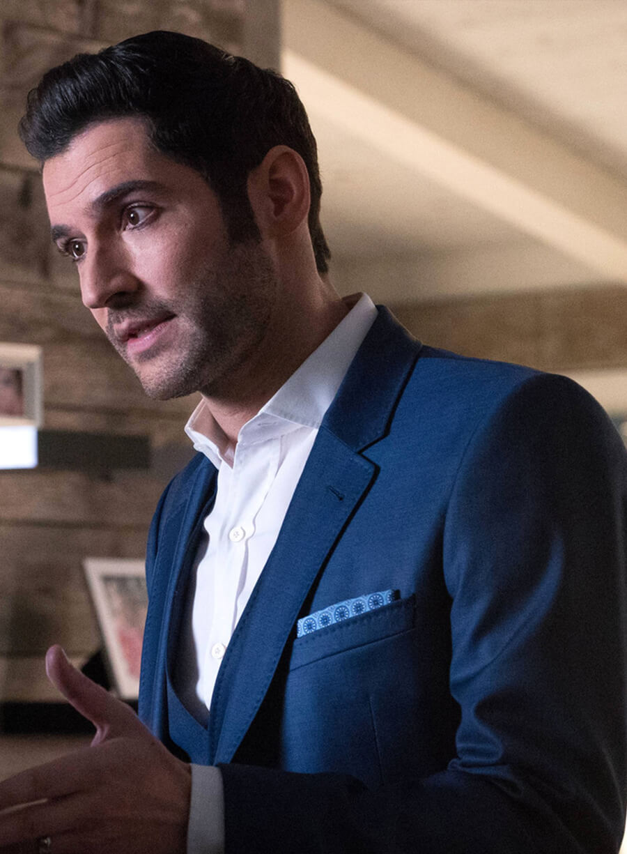 Harpoon Lucifer Morningstar Inspired Blue Leather Jacket - Lucifer S02 Style