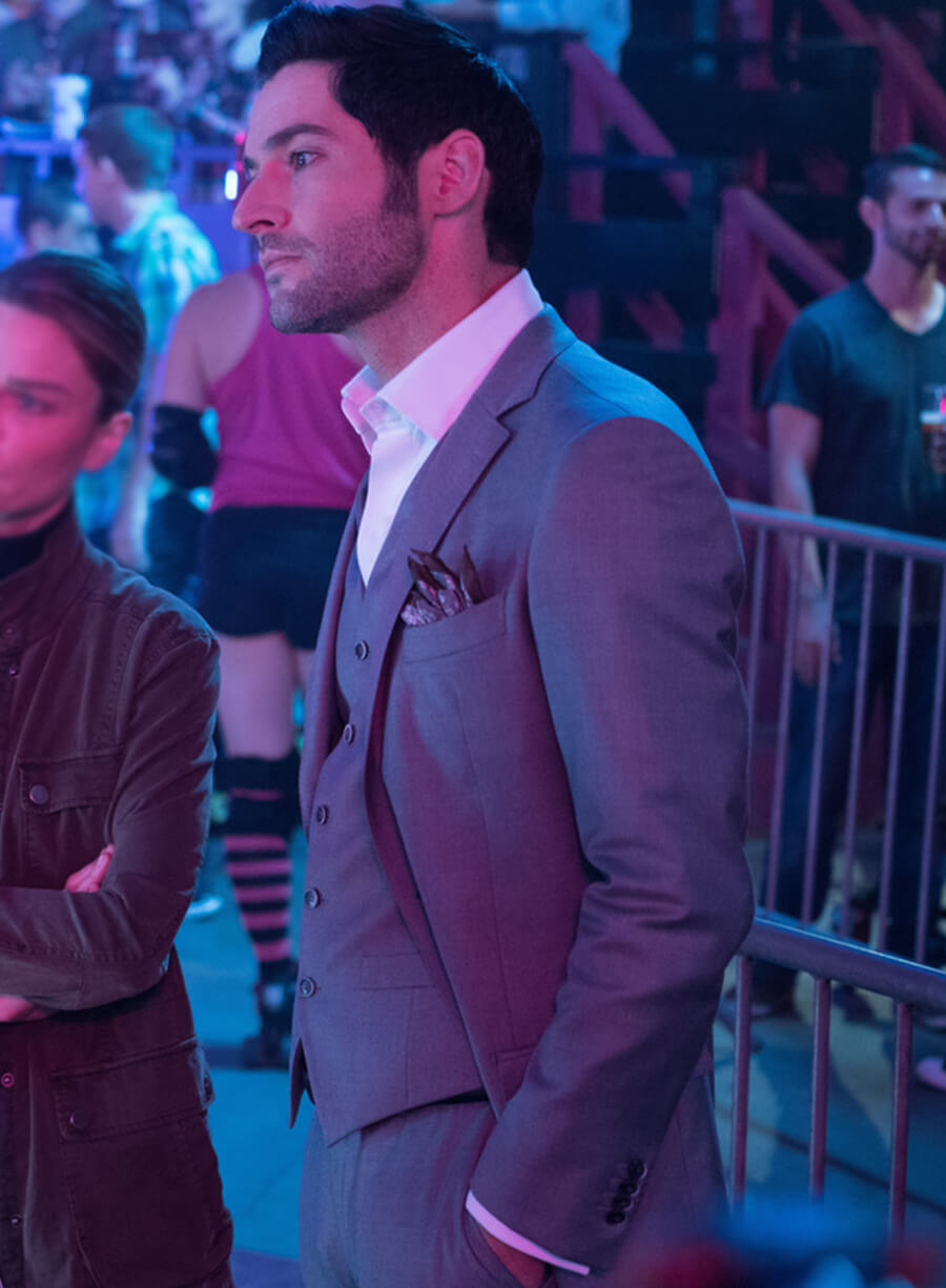 Harpoon Lucifer Morningstar Inspired Grey Leather Jacket - Lucifer S03 Style