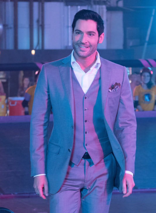 Harpoon Lucifer Morningstar Inspired Grey Leather Jacket - Lucifer S03 Style