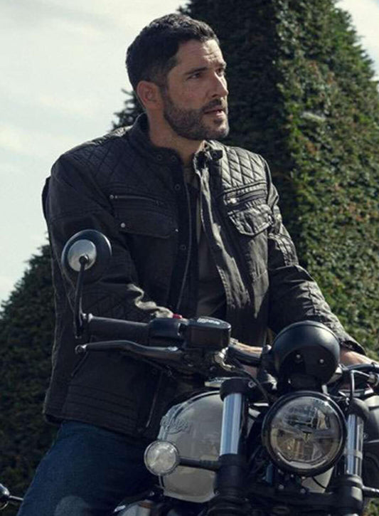 Harpoon Jason Inspired Black Leather Jacket - The Thursday Murder Club Style