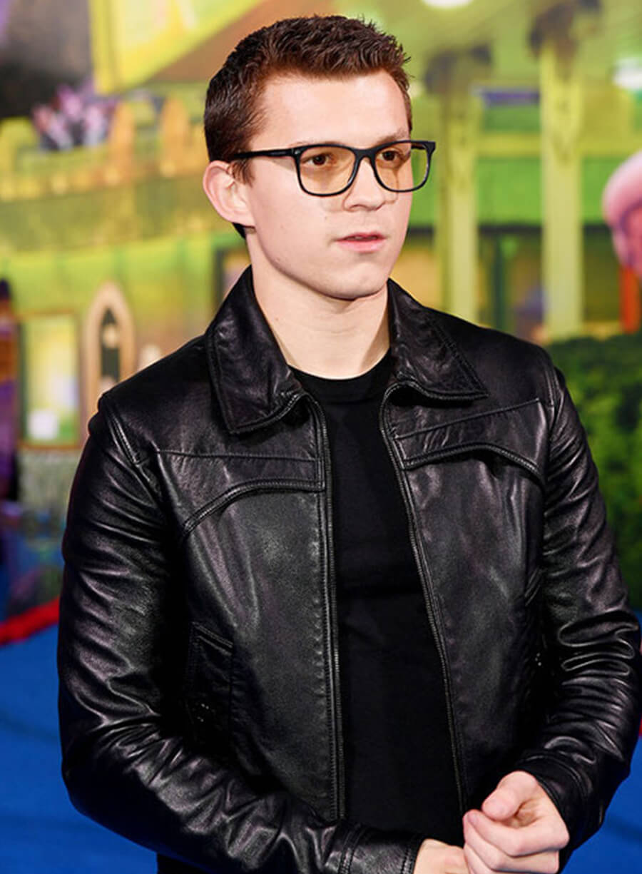 Harpoon Tom Holland Trucker Inspired Black Leather Jacket