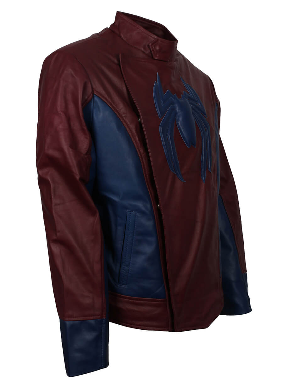 Harpoon Tom Holland Maroon Spiderman Home Coming Inspired Leather Jacket
