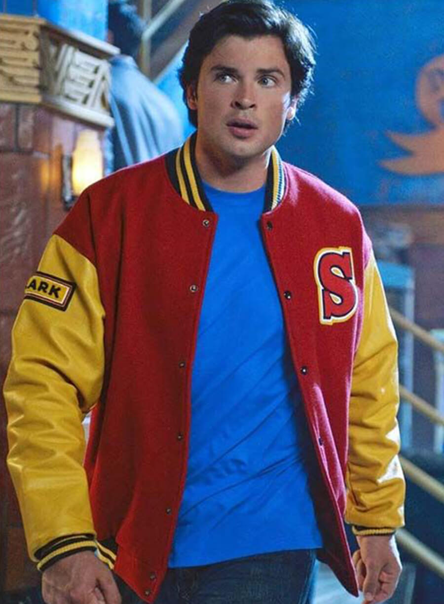 Harpoon Clark Kent Inspired Red & Yellow Wool with Leather Sleeves Varsity Jacket - Smallville S07 Style