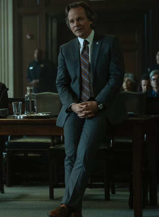 Harpoon Tommy Molto Inspired Grey Suiting Fabric Leather Jacket - Presumed Innocent Style