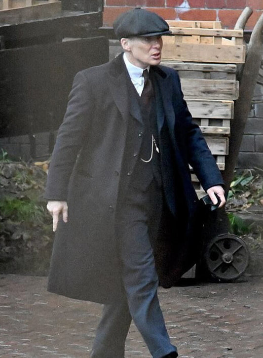 Harpoon Thomas Shelby Inspired Black Wool Coat - Peaky Blinders: The Immortal Man Style