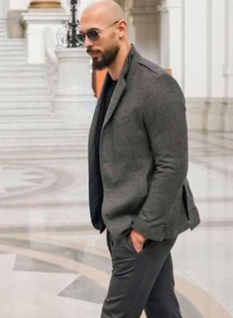 Harpoon Andrew Tate Inspired Grey Leather Jacket