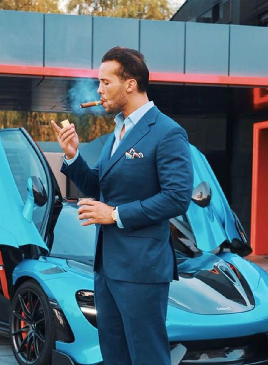 Harpoon Tristan Tate Inspired Blue Leather Jacket