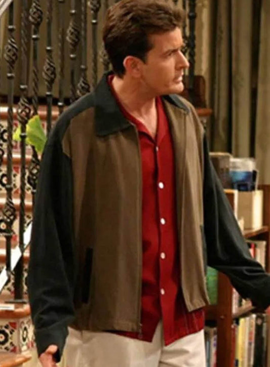 Harpoon Charlie Harper Inspired Black & Brown Leather Jacket - Two and a Half Men Style
