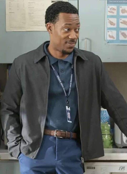 Harpoon Mark Meachum Inspired Grey Leather Jacket - Abbott Elementary Style