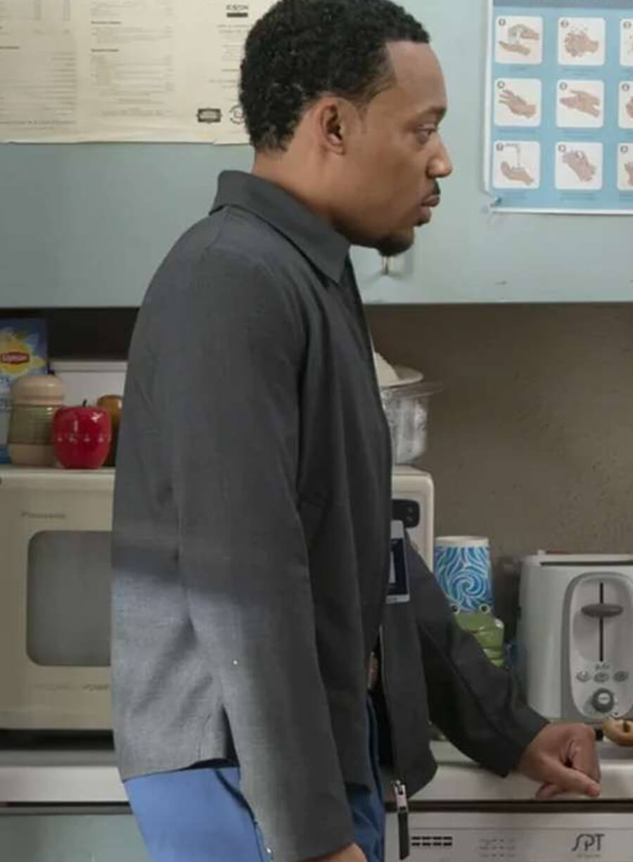 Harpoon Mark Meachum Inspired Grey Leather Jacket - Abbott Elementary Style