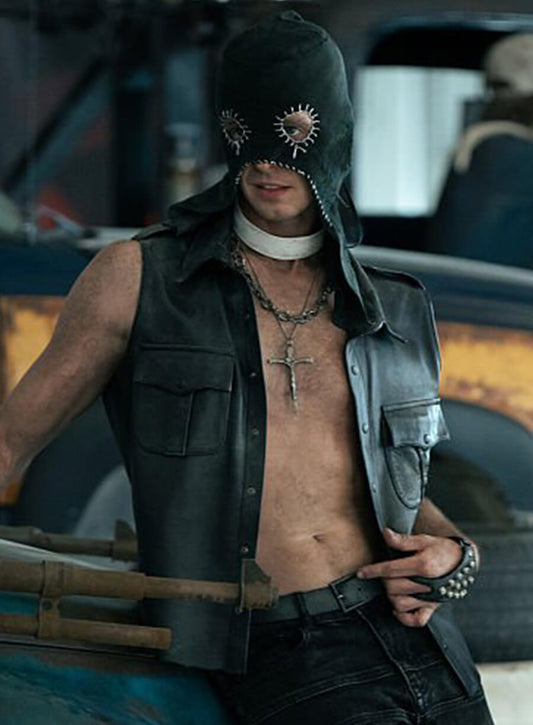 Harpoon Deacon Inspired Black Leather Jacket - Twisted Metal Style