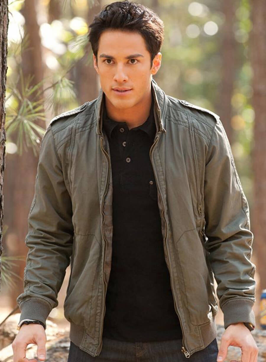 Harpoon Tyler Lockwood Inspired Military Green Leather Jacket - The Vampire Diaries Style
