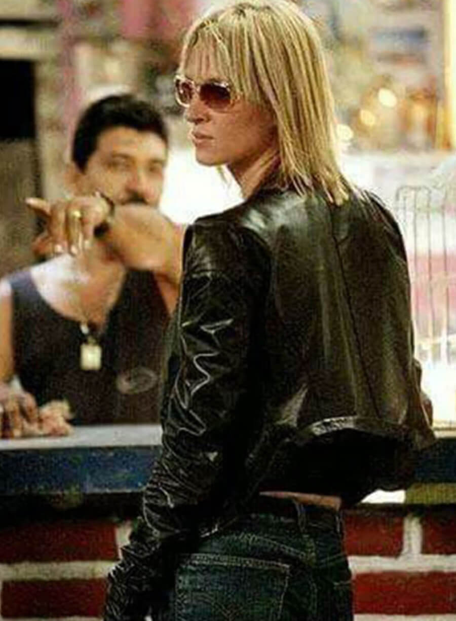 Harpoon Beatrix Kiddo Inspired Black Real Leather Leather Jacket - Kill Bill Vol. 1 Style