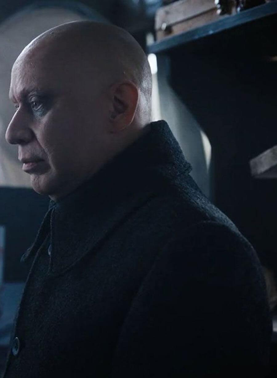 Harpoon Uncle Fester Inspired Black Wool Coat - Wednesday Style