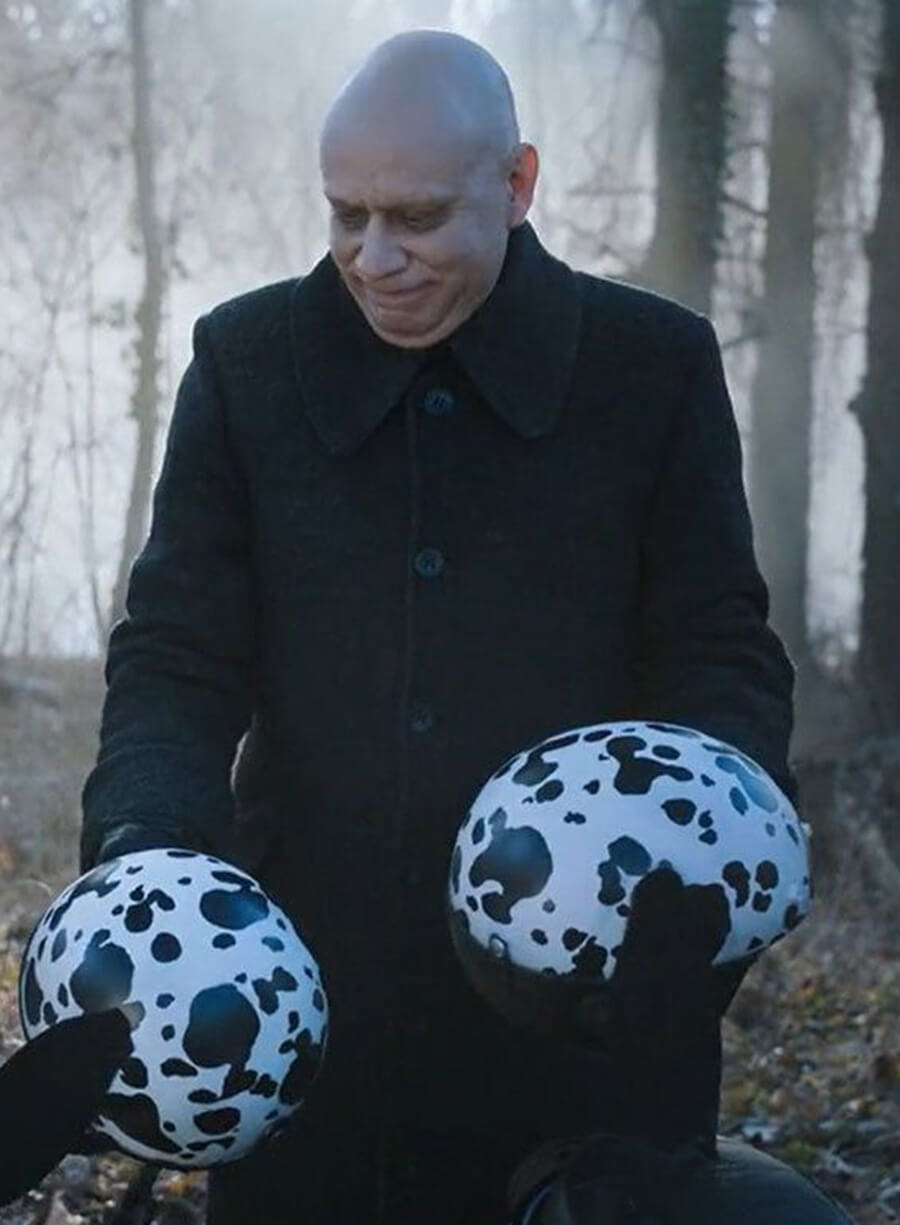 Harpoon Uncle Fester Inspired Black Wool Coat - Wednesday Style