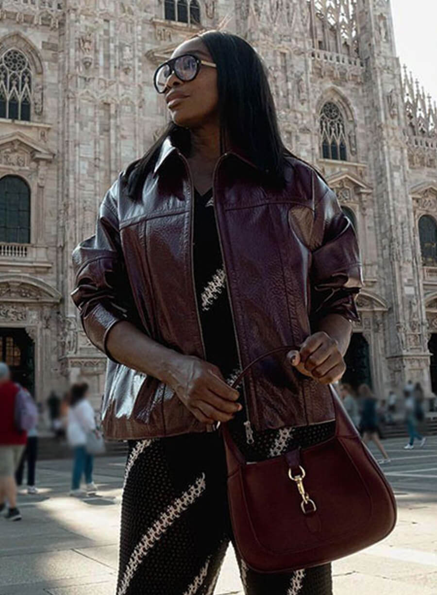 Harpoon Venus Williams Maroon Inspired Maroon Real Leather Leather Jacket