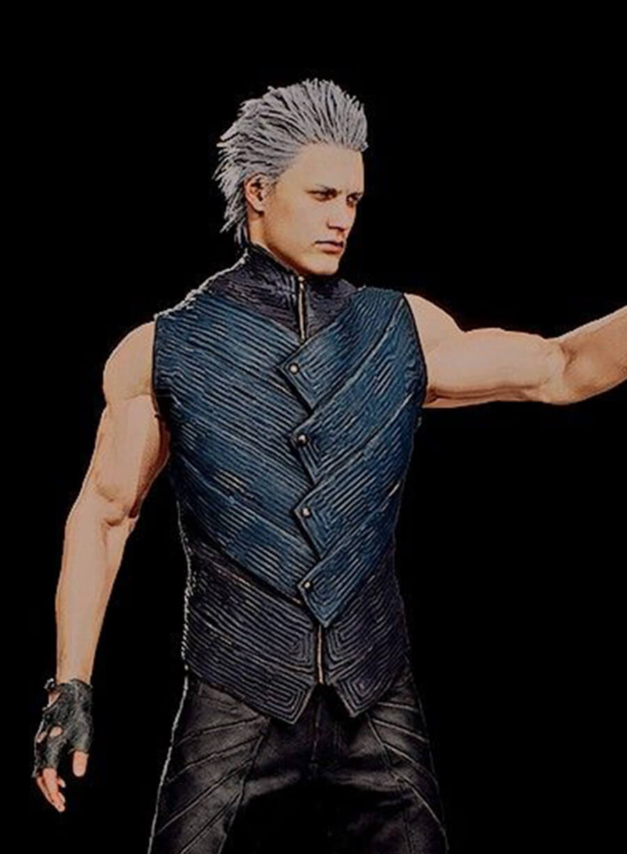 Harpoon Vergil Inspired Black & Blue Faux Leather Leather Jacket - Devil May Cry 5 Style