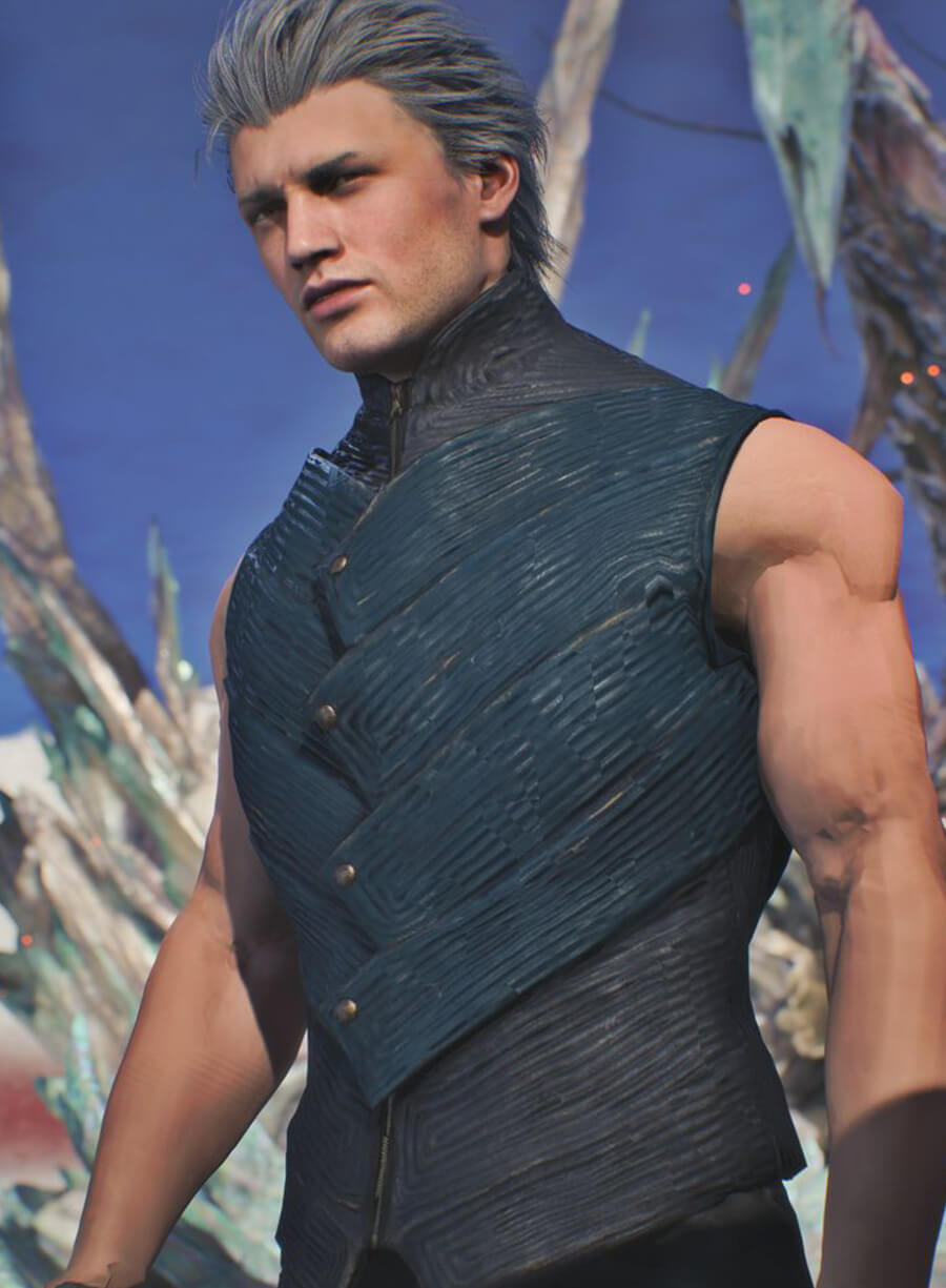 Harpoon Vergil Inspired Black & Blue Faux Leather Leather Jacket - Devil May Cry 5 Style