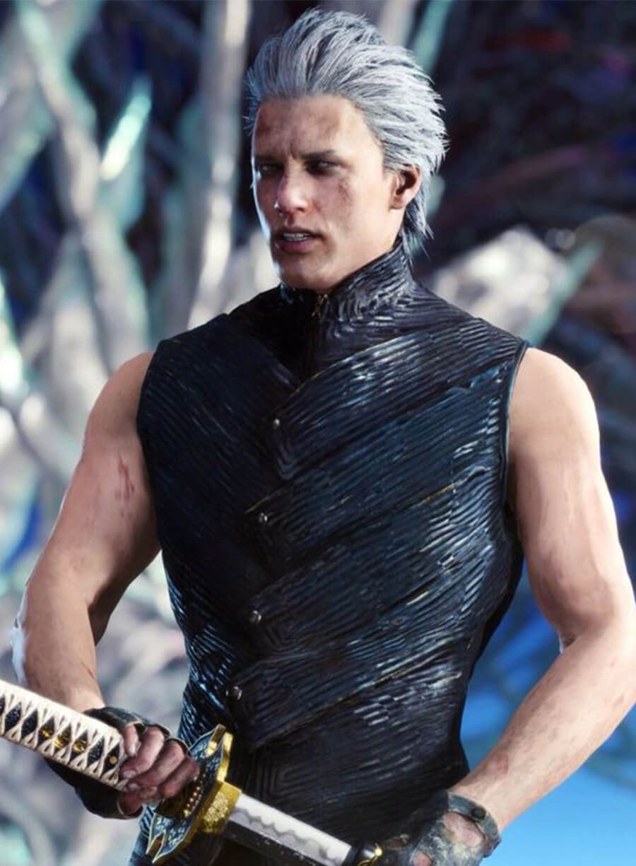 Harpoon Vergil Inspired Black & Blue Faux Leather Leather Jacket - Devil May Cry 5 Style
