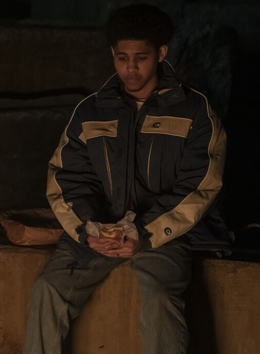 Harpoon Victor Aguilar Inspired Blue Polyester Fabric Leather Jacket - The Penguin 2024 Style