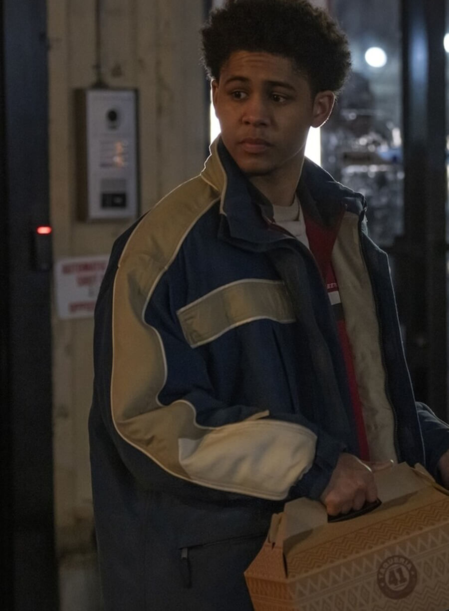 Harpoon Victor Aguilar Inspired Blue Polyester Fabric Leather Jacket - The Penguin 2024 Style