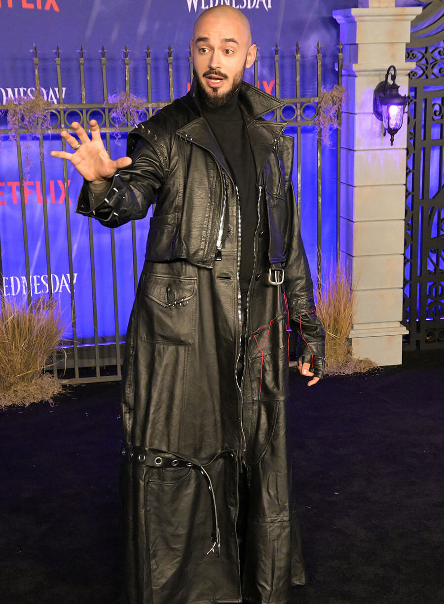 Harpoon Victor Dorobantu Inspired Black Real Leather Coat - Wednesday Premiere Style