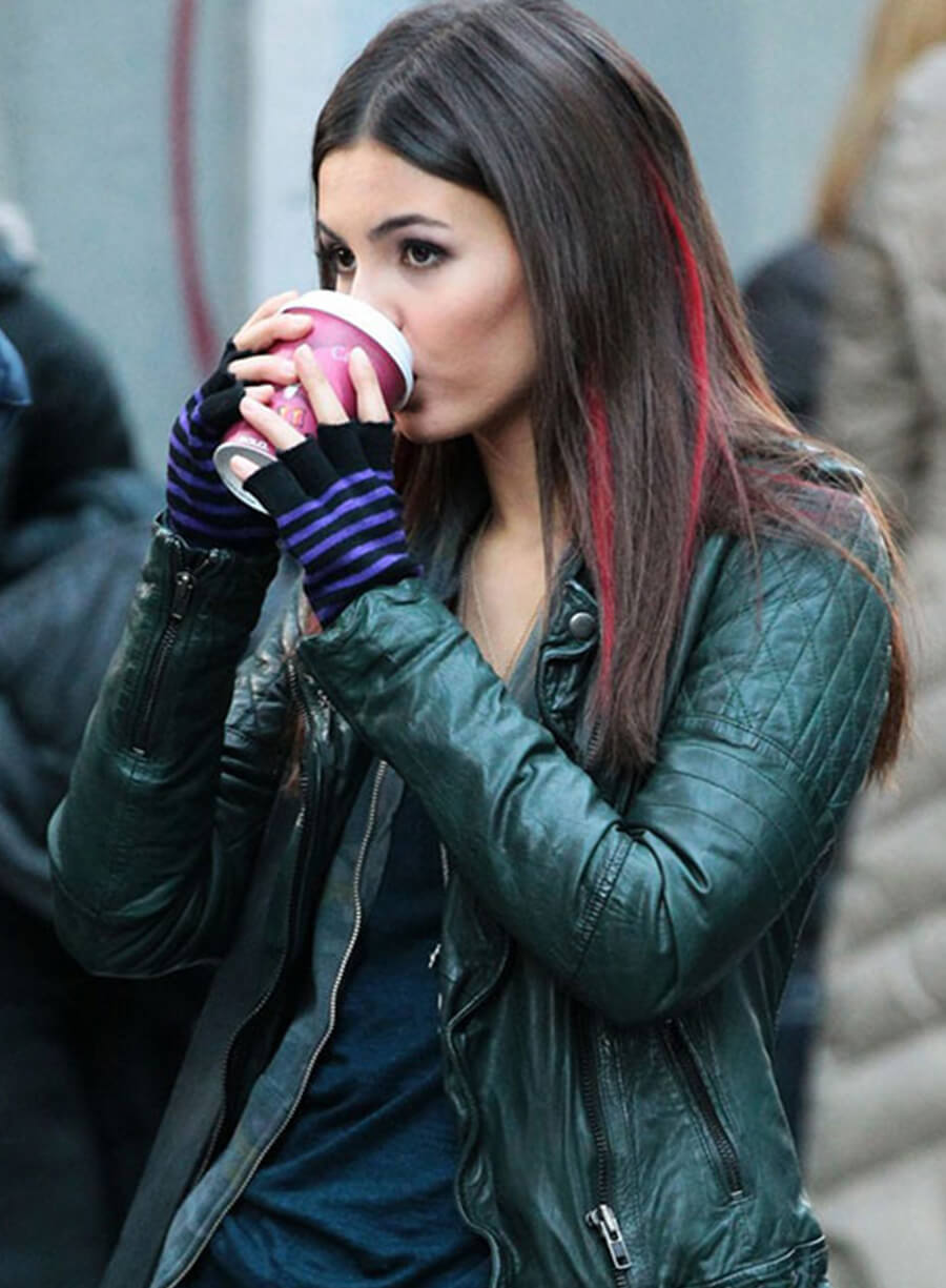 Harpoon Victoria Justice Inspired Green Leather Jacket