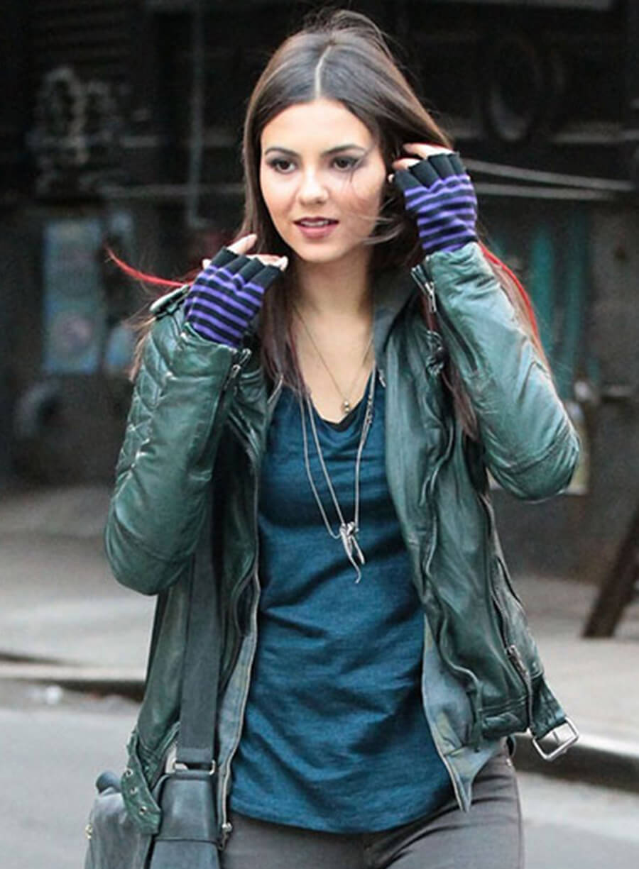 Harpoon Victoria Justice Inspired Green Leather Jacket