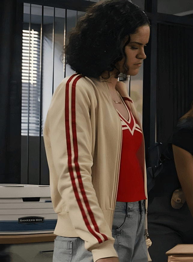 Harpoon Martina Castro Inspired White and Red Leather Jacket - Ballard S01 Style
