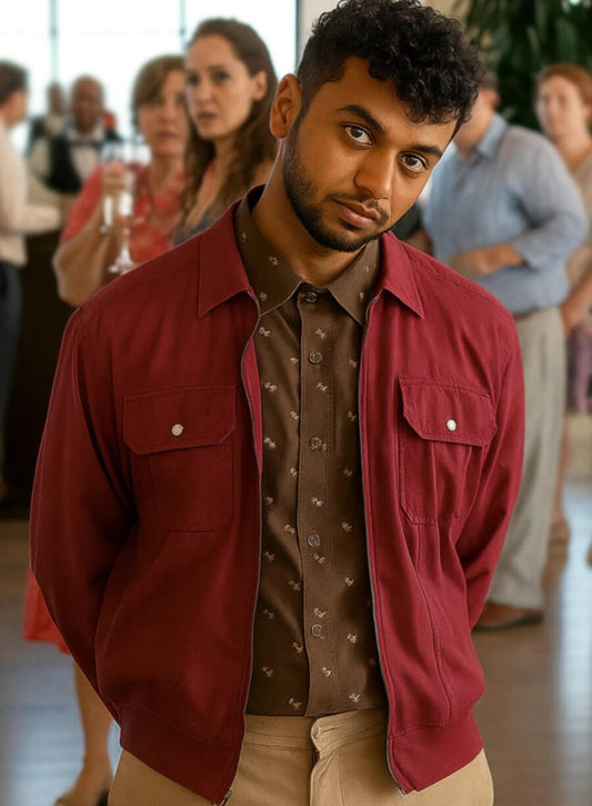 Harpoon Omar Inspired Burgundy Bomber Jacket - Platonic Tv Series Style
