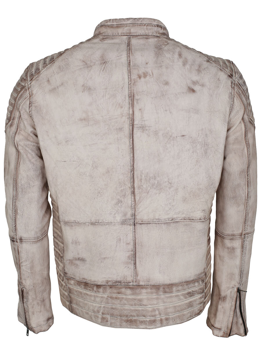 Harpoon Vintage Men Waxed Inspired White Waxed Leather Jacket