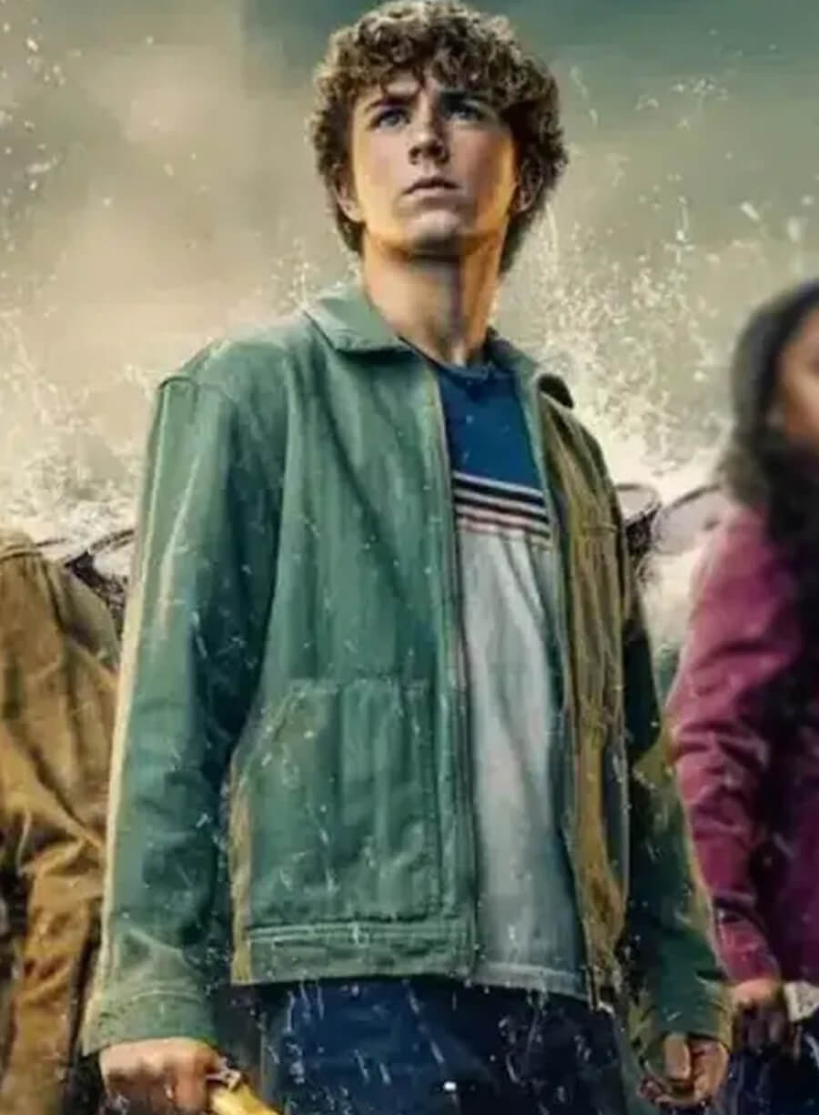 Harpoon Percy Jackson Inspired Green Leather Jacket - Percy Jackson and the Olympians S02 Style