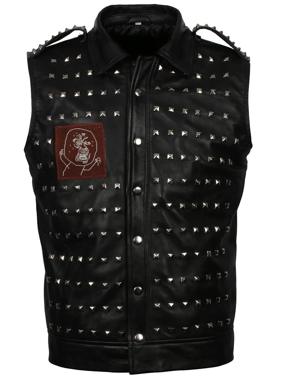 Harpoon Wrench Shawn Baichoo Inspired Black Real Leather Hooded Jacket - Watch Dog 2 Style