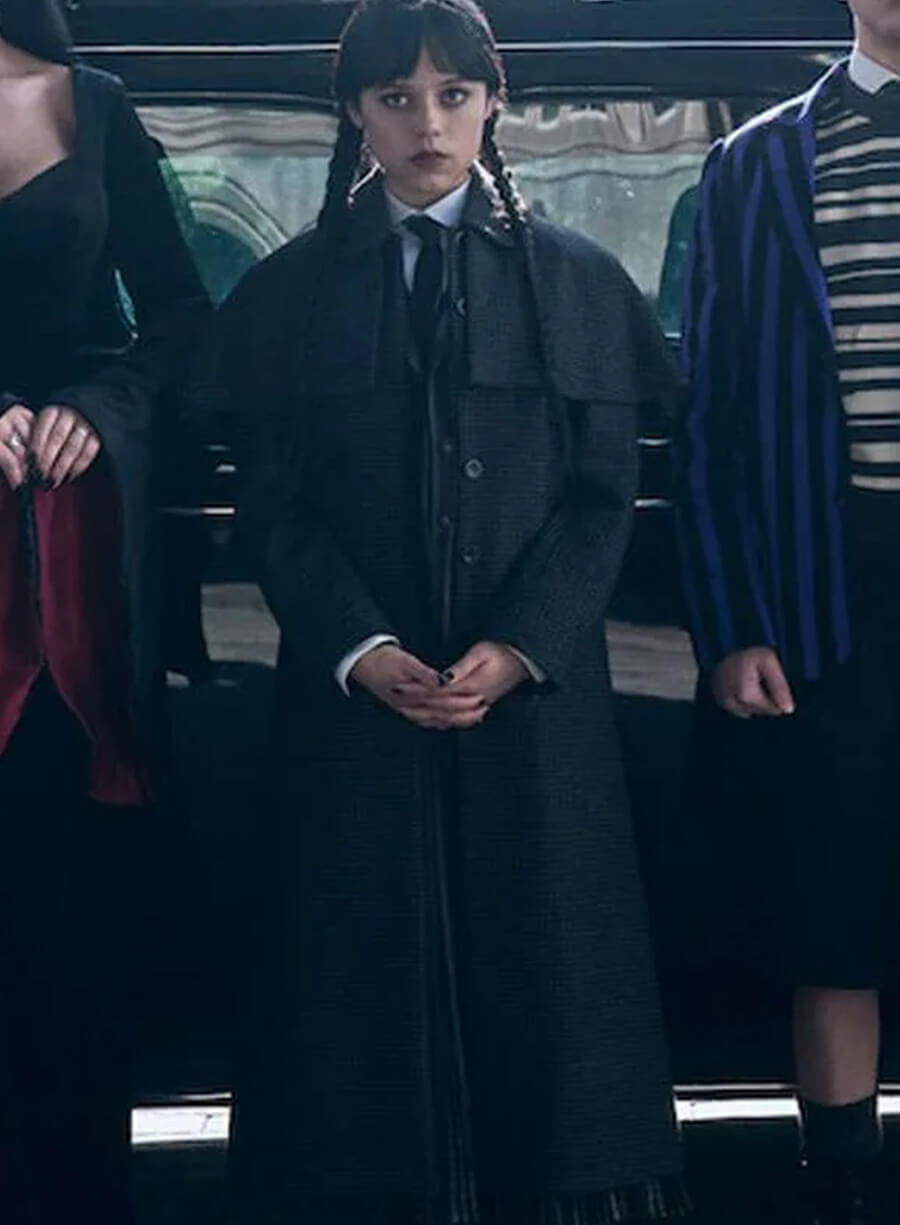 Harpoon Wednesday Addams Inspired Black Coat - Wednesday S02 Style