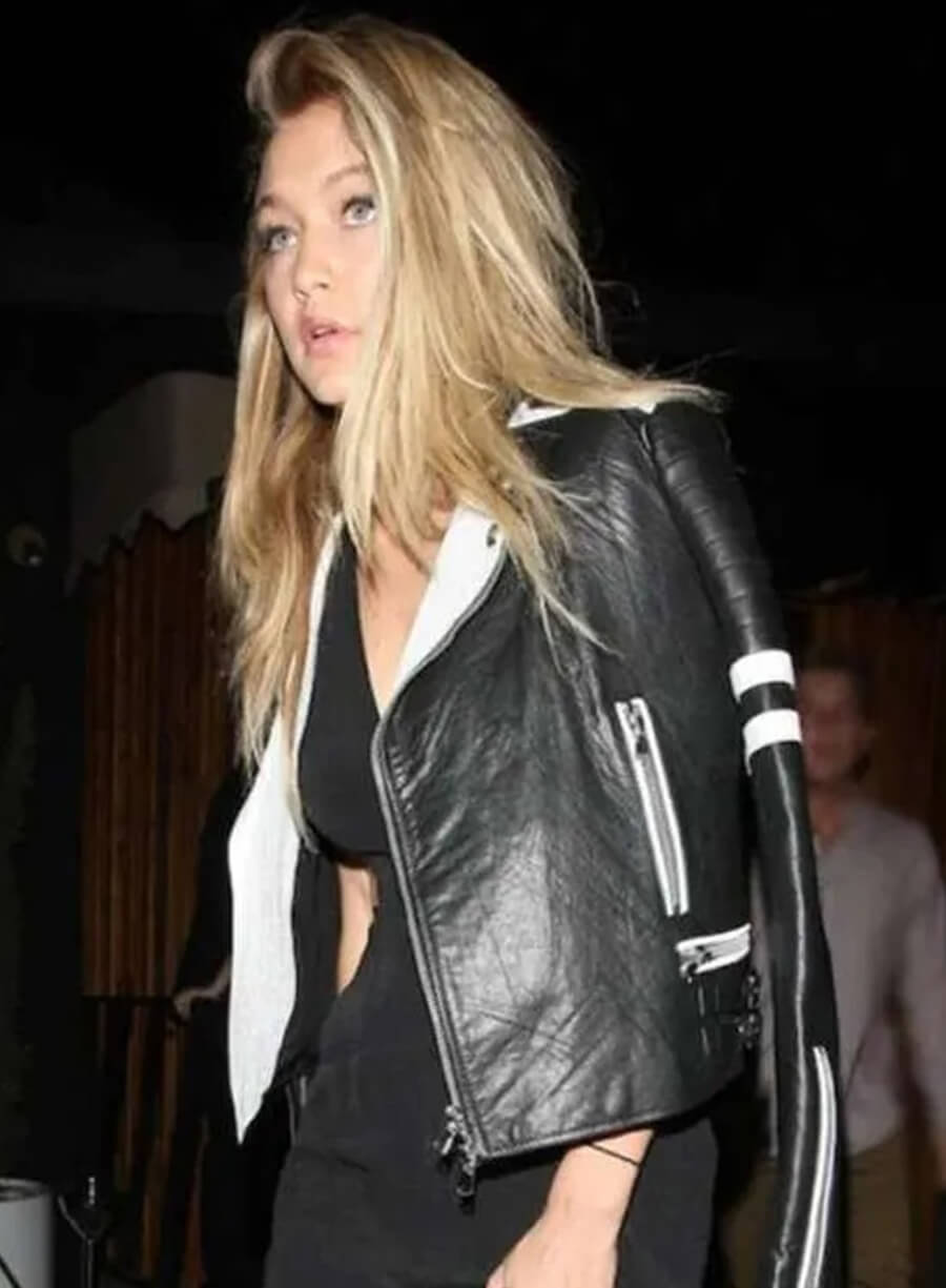 Harpoon West Hollywood Gigi Hadid Inspired Black and White Leather Jacket