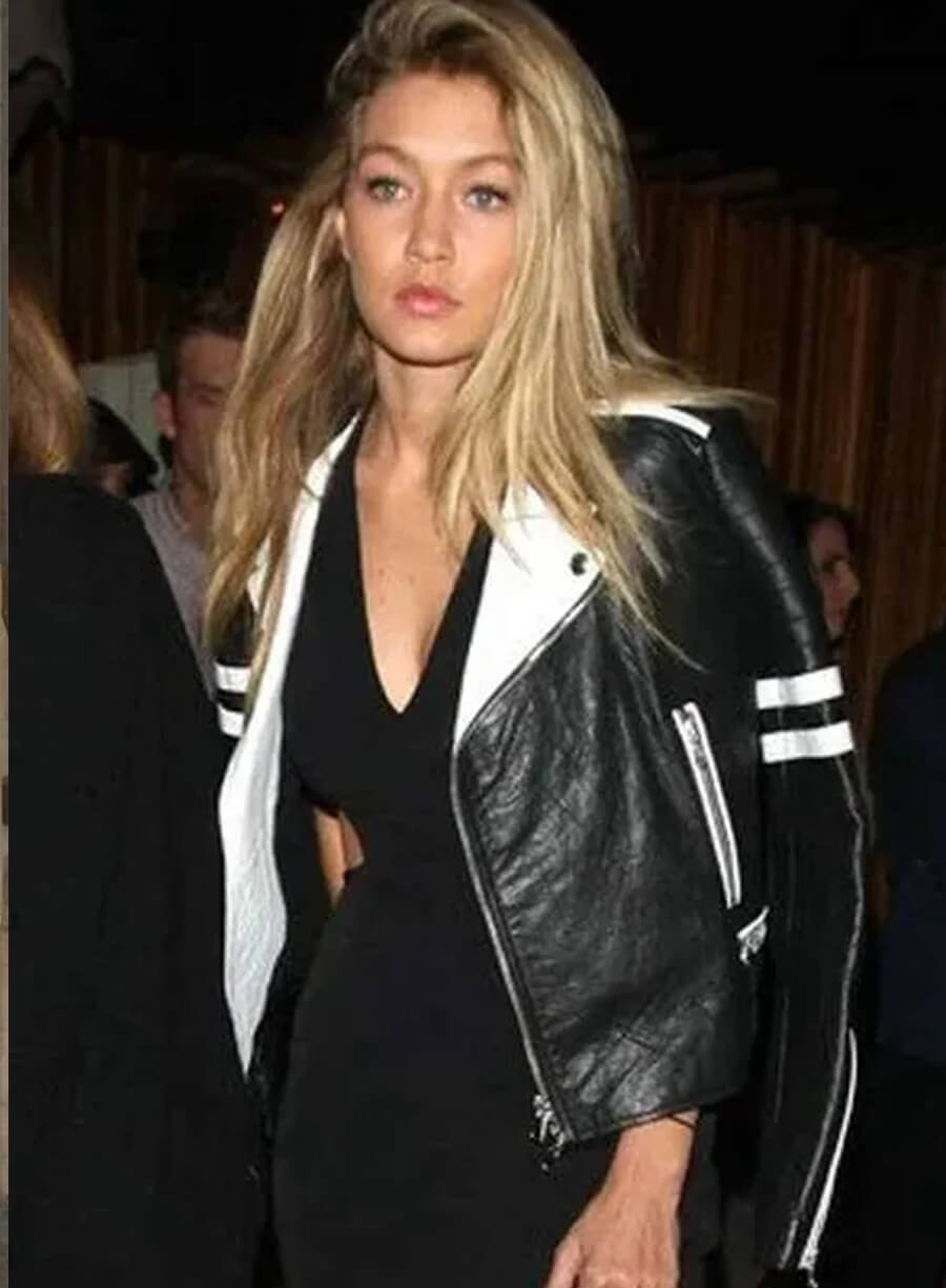 Harpoon West Hollywood Gigi Hadid Inspired Black and White Leather Jacket