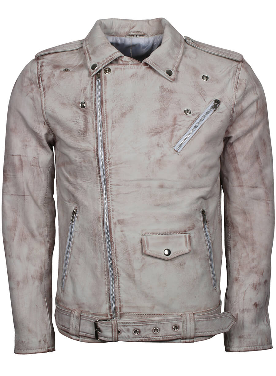 Harpoon Waxed Brando Inspired White Waxed Leather Jacket