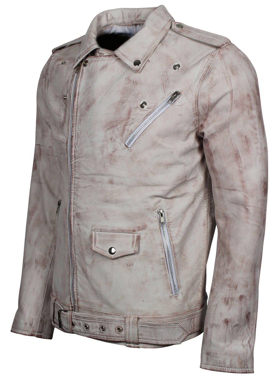 Harpoon Waxed Brando Inspired White Waxed Leather Jacket