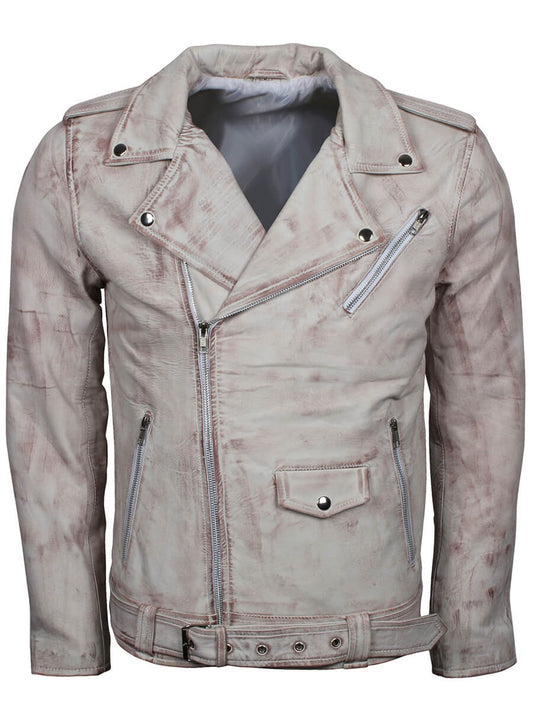 Harpoon Waxed Brando Inspired White Waxed Leather Jacket